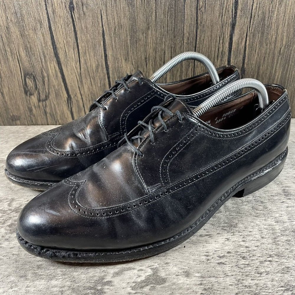 ALLEN EDMONDS Richmond Shoes Black Leather Dress Wingtip Derbys Men’s Size 10.5 - Picture 2 of 10